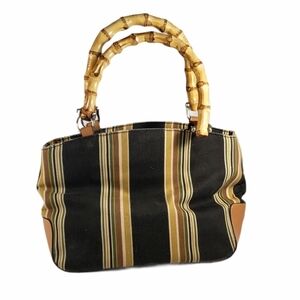 Relic Bamboo Handle Striped Canvas Handbag